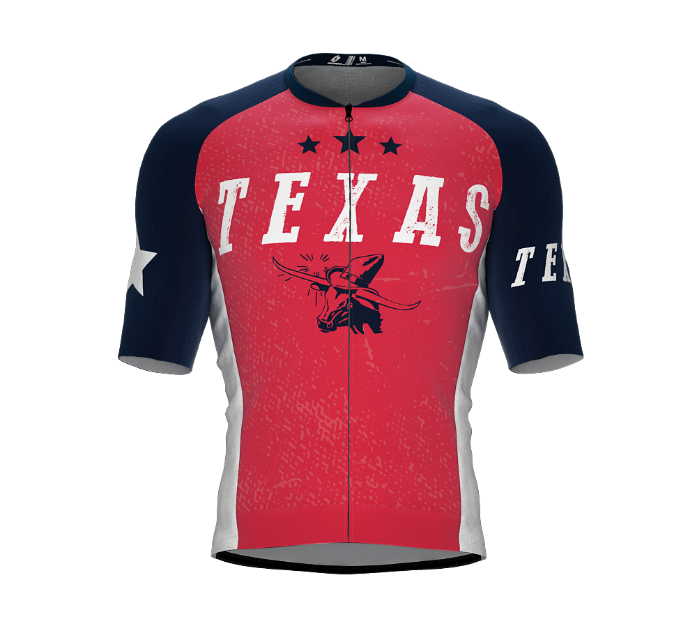 ScudoPro Elite Fit Short Sleeve Cycling Jersey Texas USA State Icon landmark symbol identity  | Men and Women