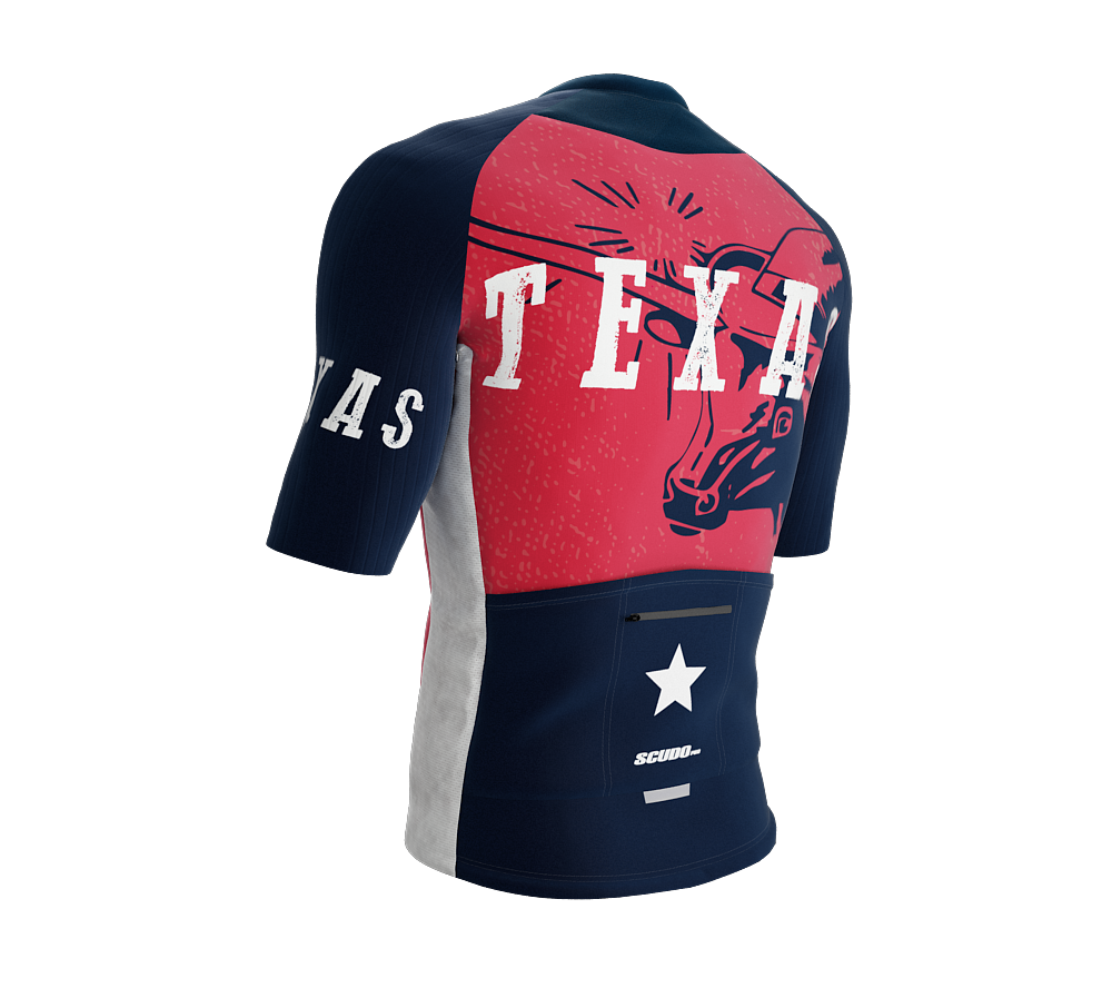 ScudoPro Elite Fit Short Sleeve Cycling Jersey Texas USA State Icon landmark symbol identity  | Men and Women