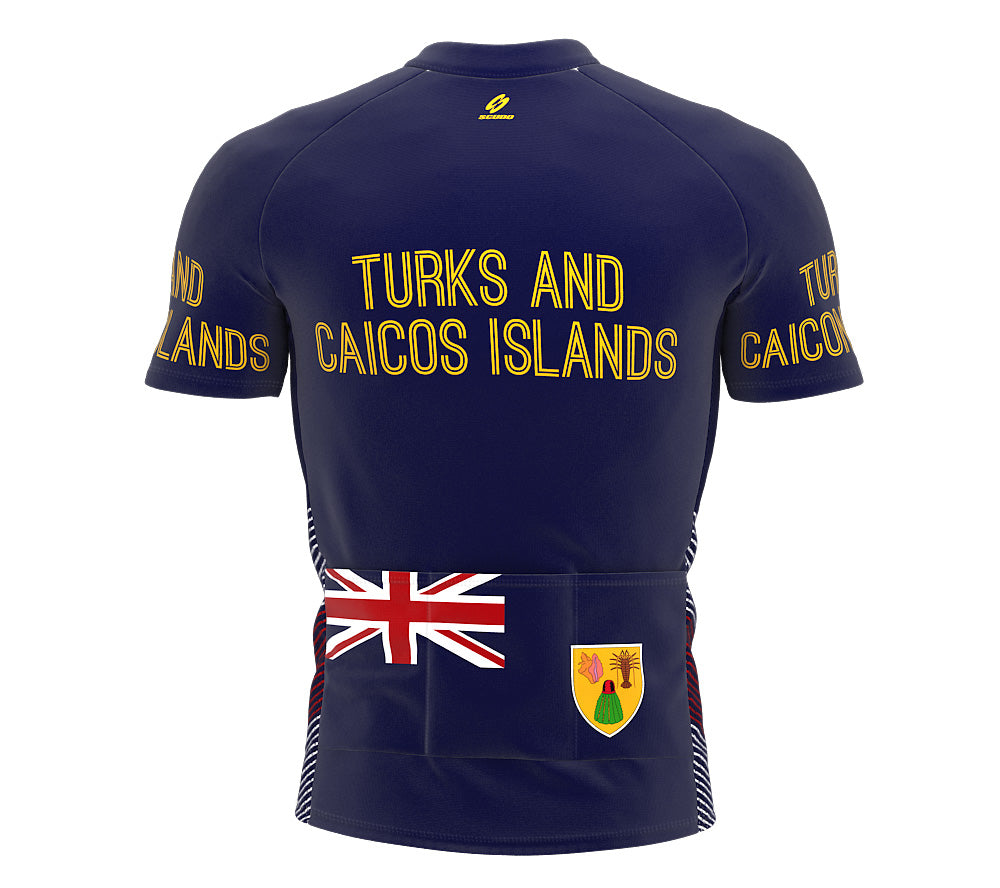 Turks And Caicos Islands  Full Zipper Bike Short Sleeve Cycling Jersey