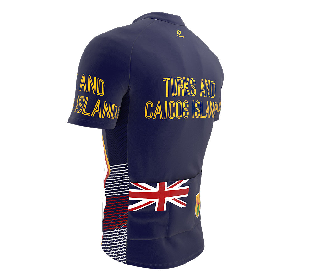 Turks And Caicos Islands  Full Zipper Bike Short Sleeve Cycling Jersey