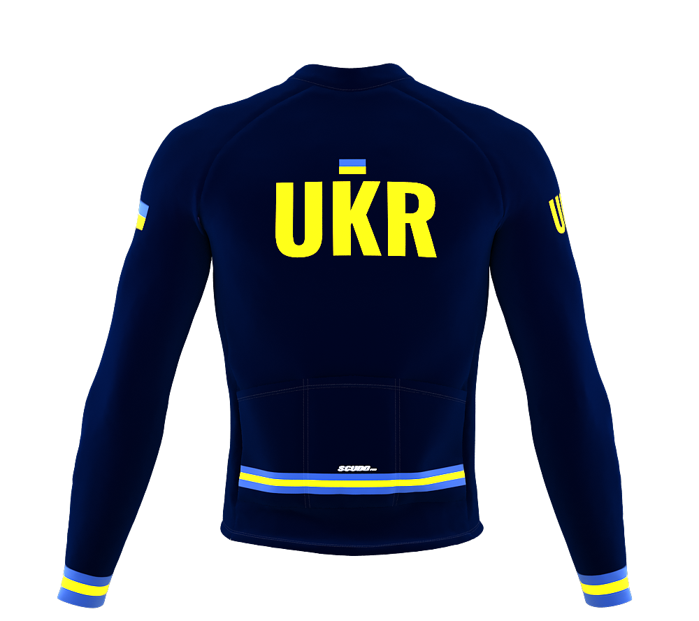 ScudoPro Pro Thermal Long Sleeve Cycling Jersey Country CODE Ukraine Blue | Men and Women