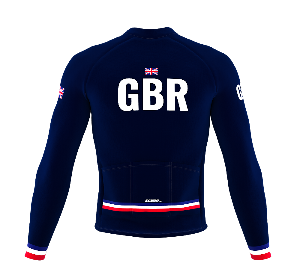 ScudoPro Pro Thermal Long Sleeve Cycling Jersey Country CODE United Kingdom Blue | Men and Women