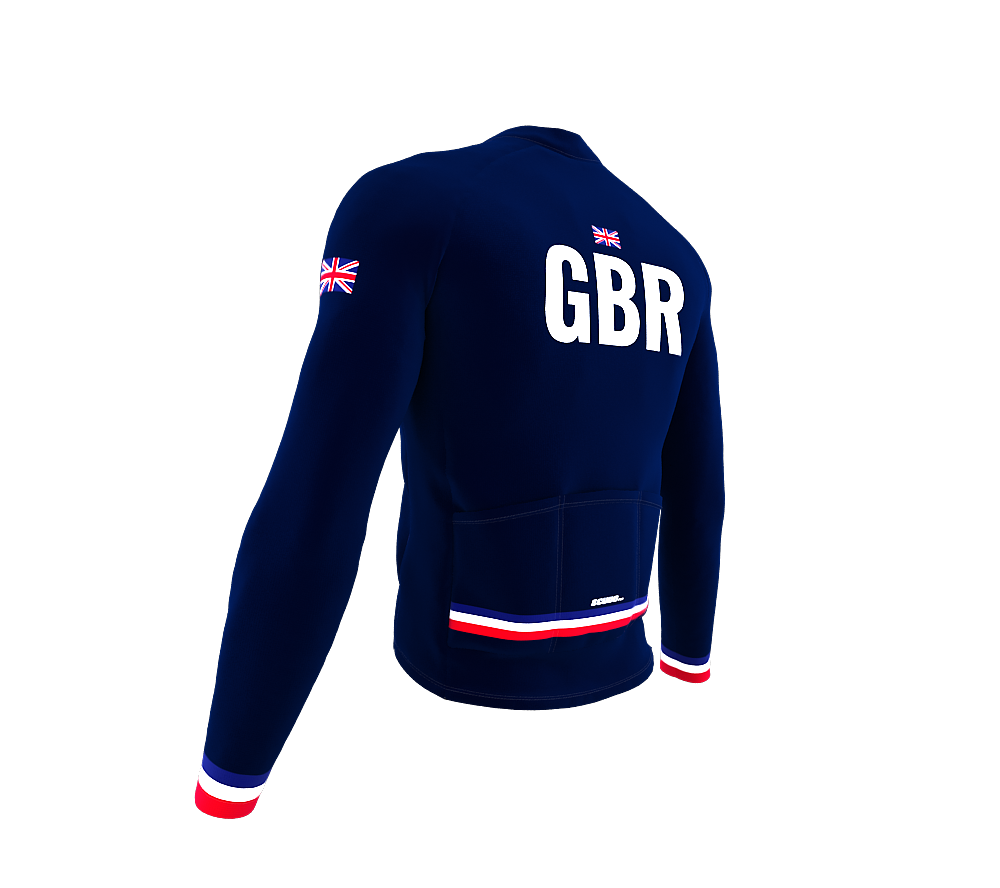 ScudoPro Pro Thermal Long Sleeve Cycling Jersey Country CODE United Kingdom Blue | Men and Women