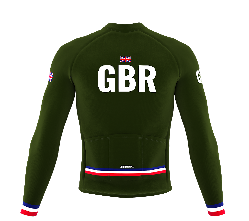 ScudoPro Pro Thermal Long Sleeve Cycling Jersey Country CODE United Kingdom Green | Men and Women