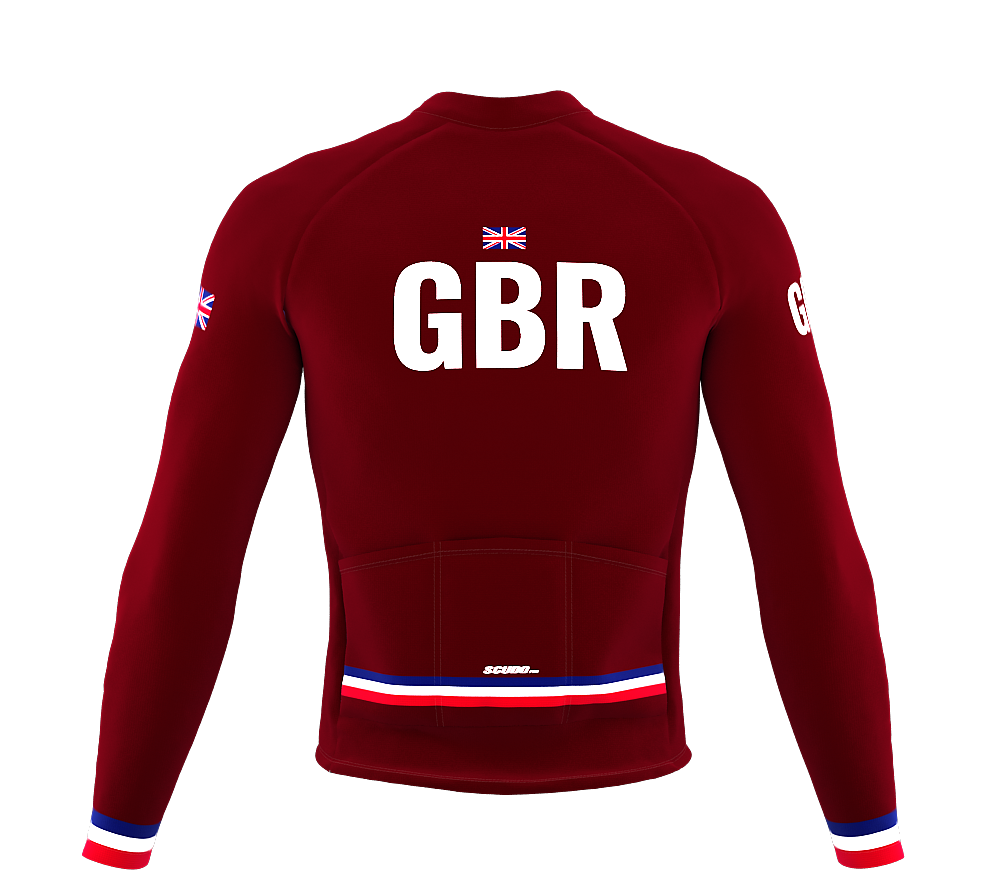 ScudoPro Pro Thermal Long Sleeve Cycling Jersey Country CODE United Kingdom Vine | Men and Women