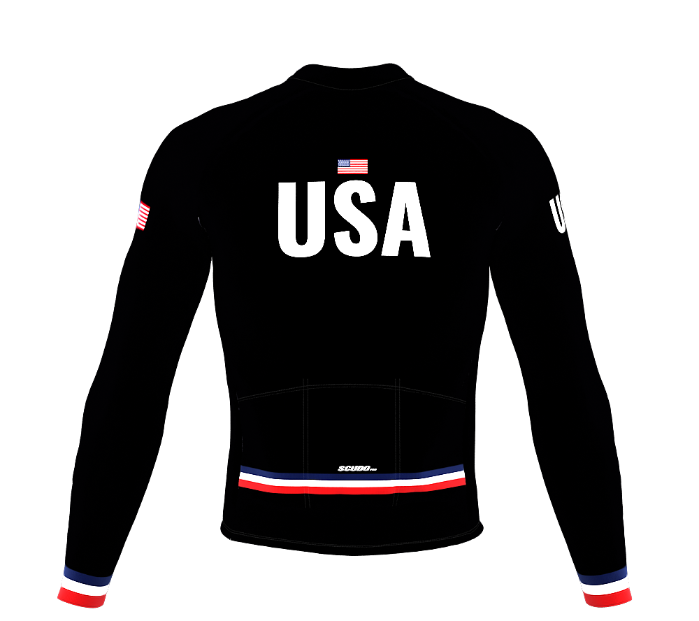ScudoPro Pro Thermal Long Sleeve Cycling Jersey Country CODE United States Black | Men and Women
