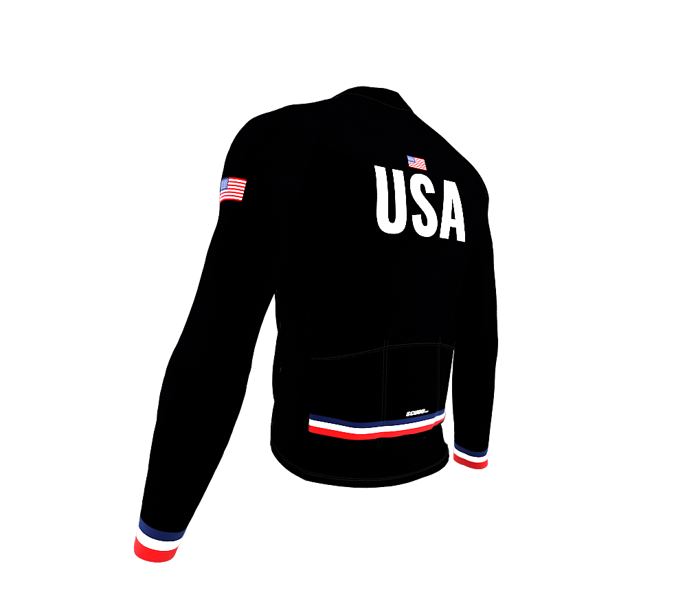 ScudoPro Pro Thermal Long Sleeve Cycling Jersey Country CODE United States Black | Men and Women