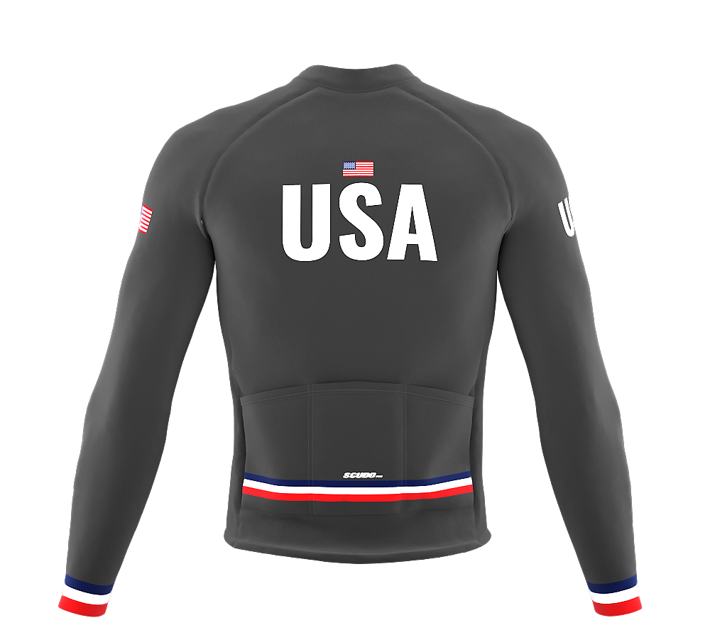 ScudoPro Pro Thermal Long Sleeve Cycling Jersey Country CODE United States Gray | Men and Women