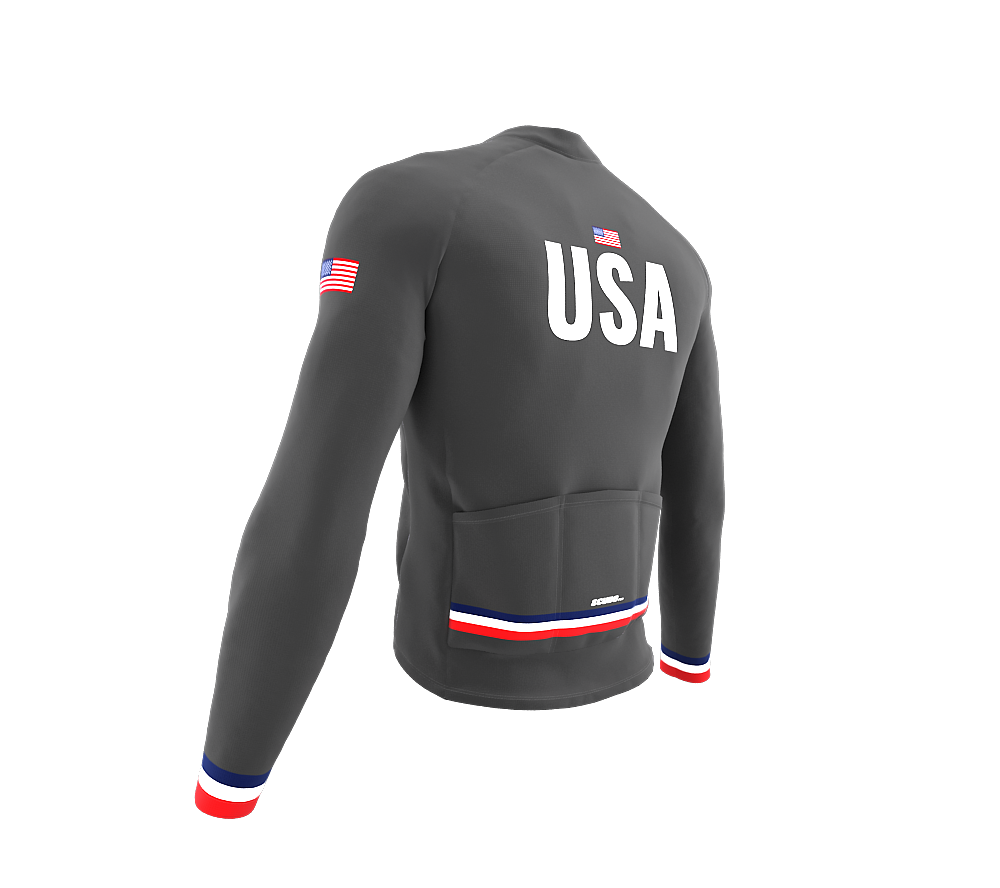 ScudoPro Pro Thermal Long Sleeve Cycling Jersey Country CODE United States Gray | Men and Women