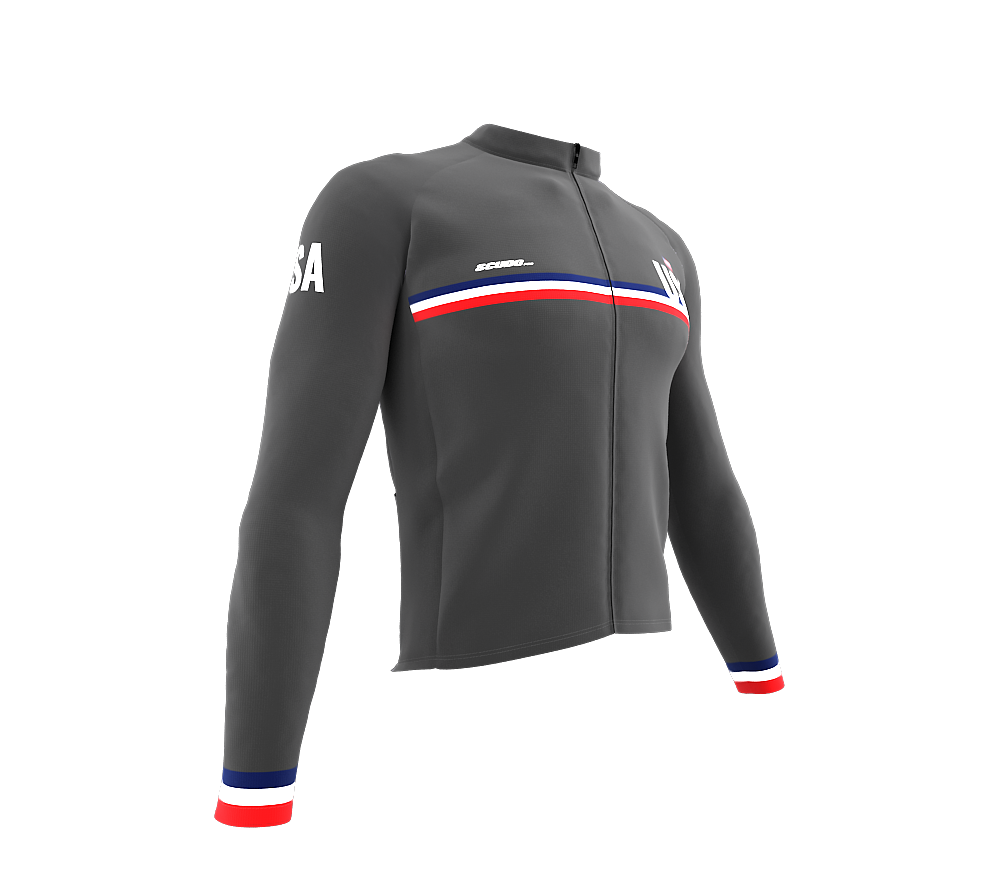 ScudoPro Pro Thermal Long Sleeve Cycling Jersey Country CODE United States Gray | Men and Women