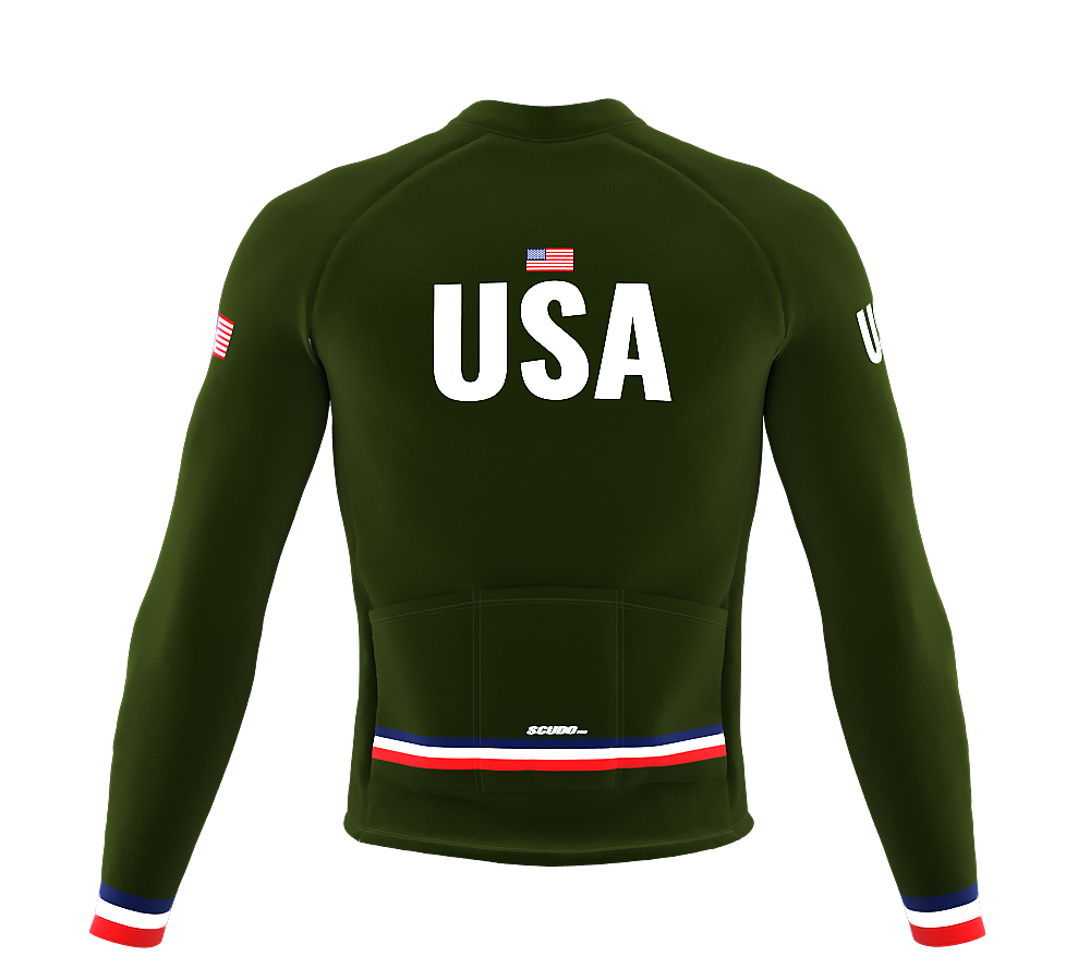 ScudoPro Pro Thermal Long Sleeve Cycling Jersey Country CODE United States Green | Men and Women