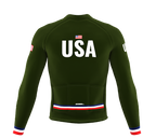 ScudoPro Pro Thermal Long Sleeve Cycling Jersey Country CODE United States Green | Men and Women