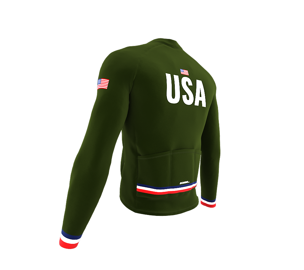 ScudoPro Pro Thermal Long Sleeve Cycling Jersey Country CODE United States Green | Men and Women