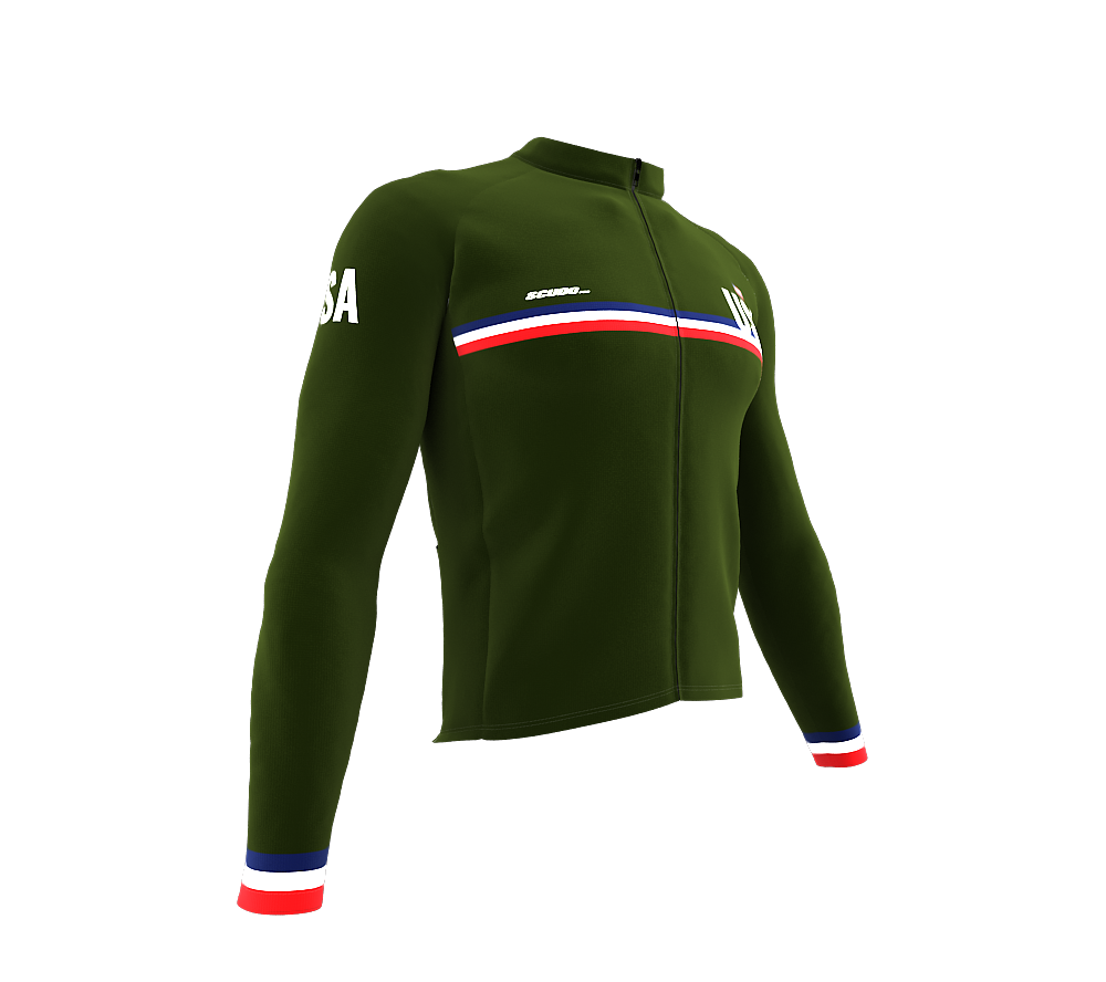 ScudoPro Pro Thermal Long Sleeve Cycling Jersey Country CODE United States Green | Men and Women