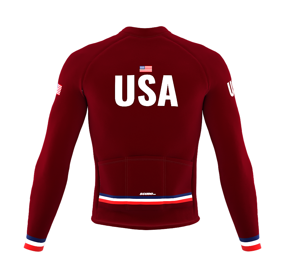 ScudoPro Pro Thermal Long Sleeve Cycling Jersey Country CODE United States Vine | Men and Women