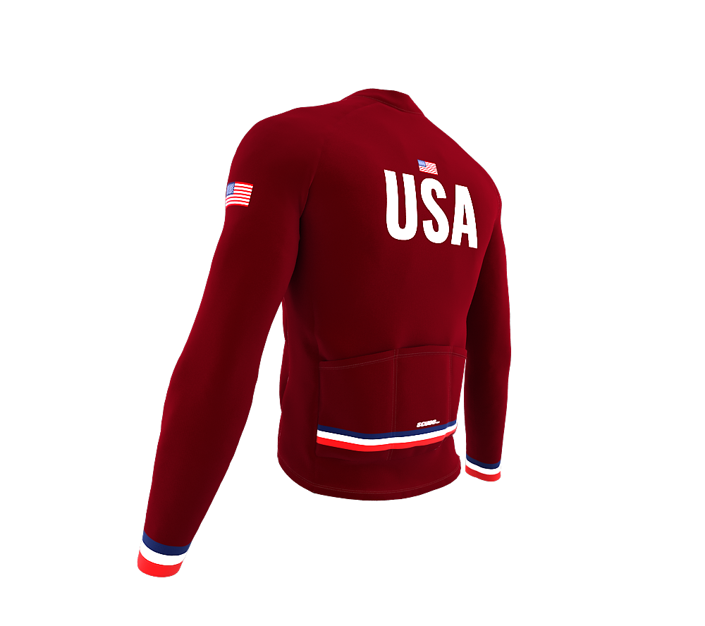 ScudoPro Pro Thermal Long Sleeve Cycling Jersey Country CODE United States Vine | Men and Women