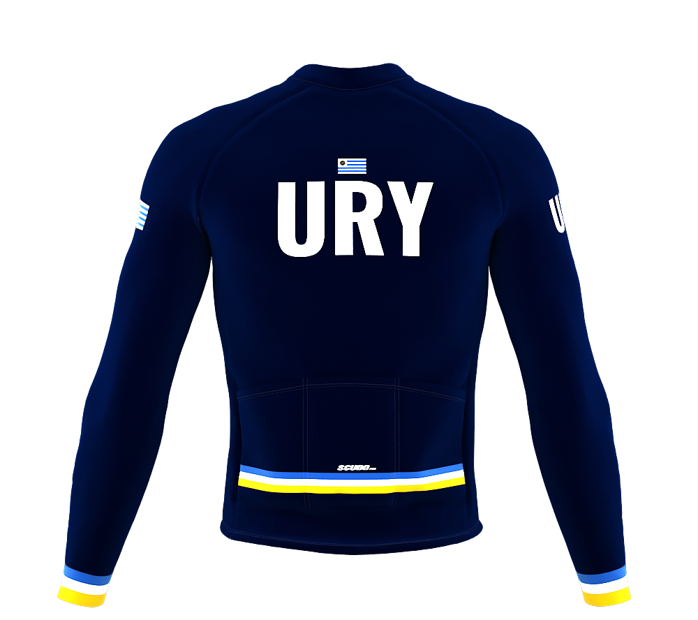 ScudoPro Pro Thermal Long Sleeve Cycling Jersey Country CODE Uruguay Blue | Men and Women