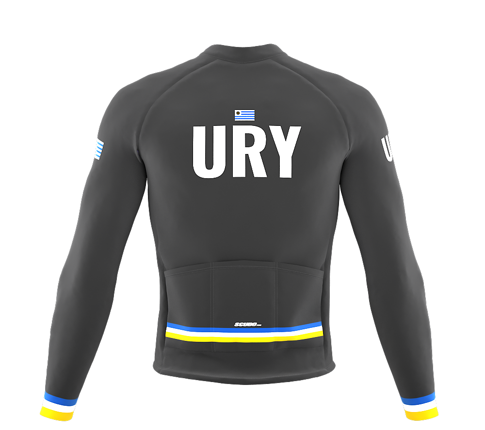 ScudoPro Pro Thermal Long Sleeve Cycling Jersey Country CODE Uruguay Gray | Men and Women