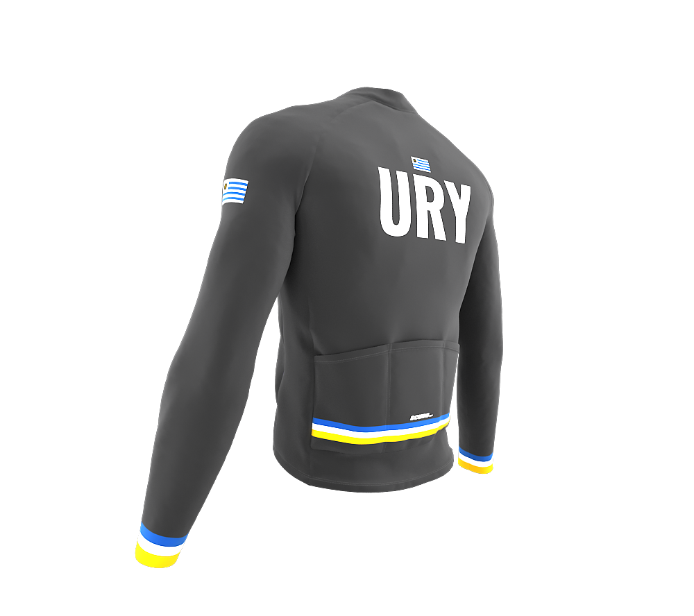 ScudoPro Pro Thermal Long Sleeve Cycling Jersey Country CODE Uruguay Gray | Men and Women