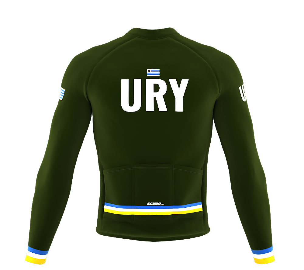 ScudoPro Pro Thermal Long Sleeve Cycling Jersey Country CODE Uruguay Green | Men and Women