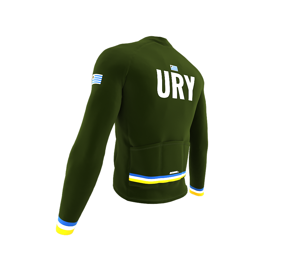 ScudoPro Pro Thermal Long Sleeve Cycling Jersey Country CODE Uruguay Green | Men and Women