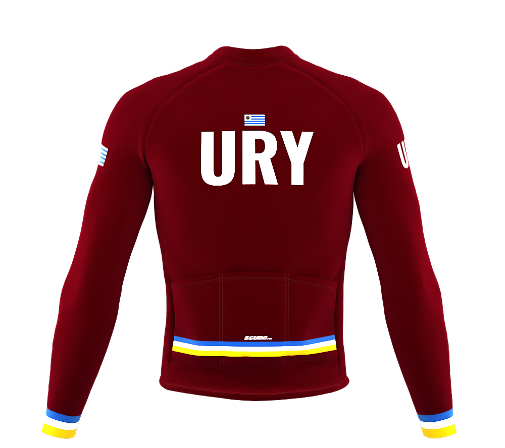 ScudoPro Pro Thermal Long Sleeve Cycling Jersey Country CODE Uruguay Vine | Men and Women