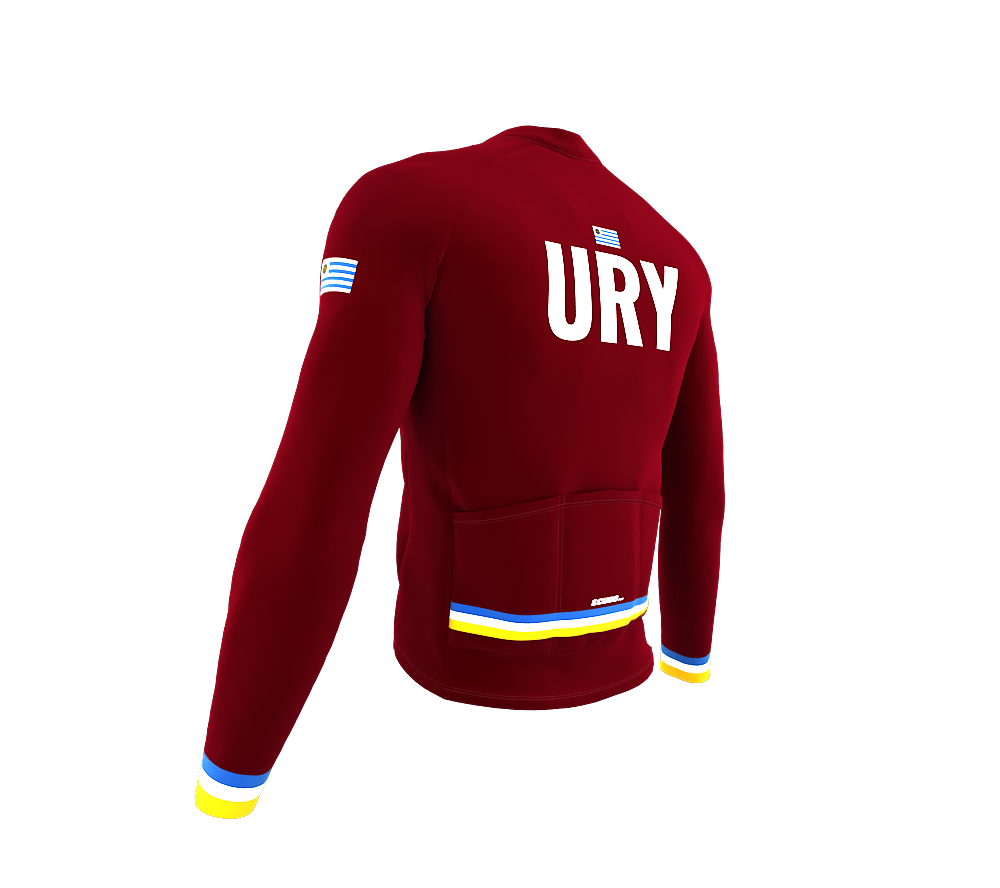 ScudoPro Pro Thermal Long Sleeve Cycling Jersey Country CODE Uruguay Vine | Men and Women