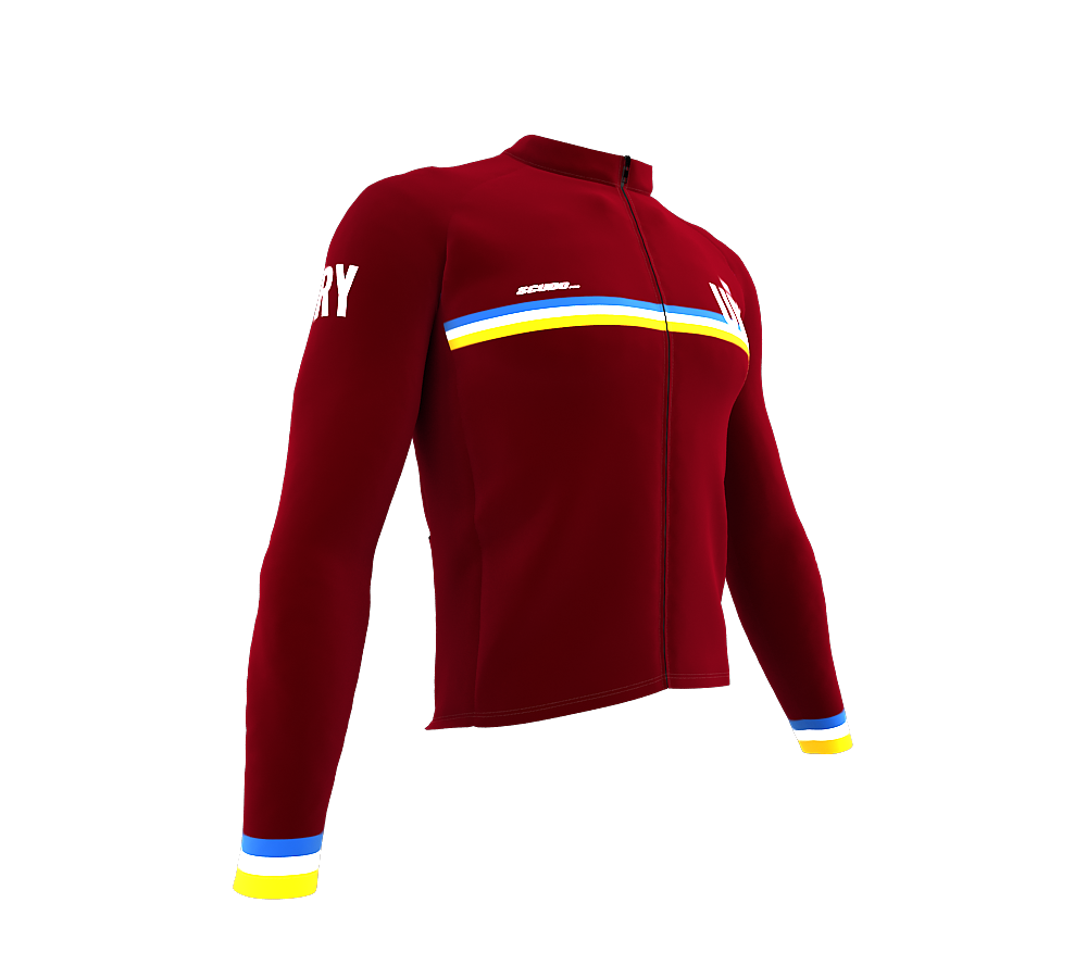 ScudoPro Pro Thermal Long Sleeve Cycling Jersey Country CODE Uruguay Vine | Men and Women