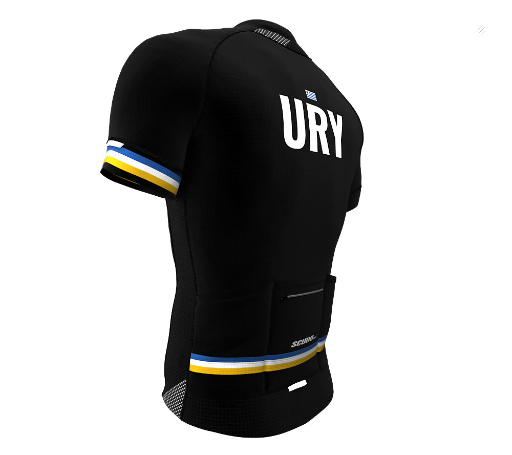 Uruguay Black CODE Short Sleeve Cycling PRO Jersey for Men and Women