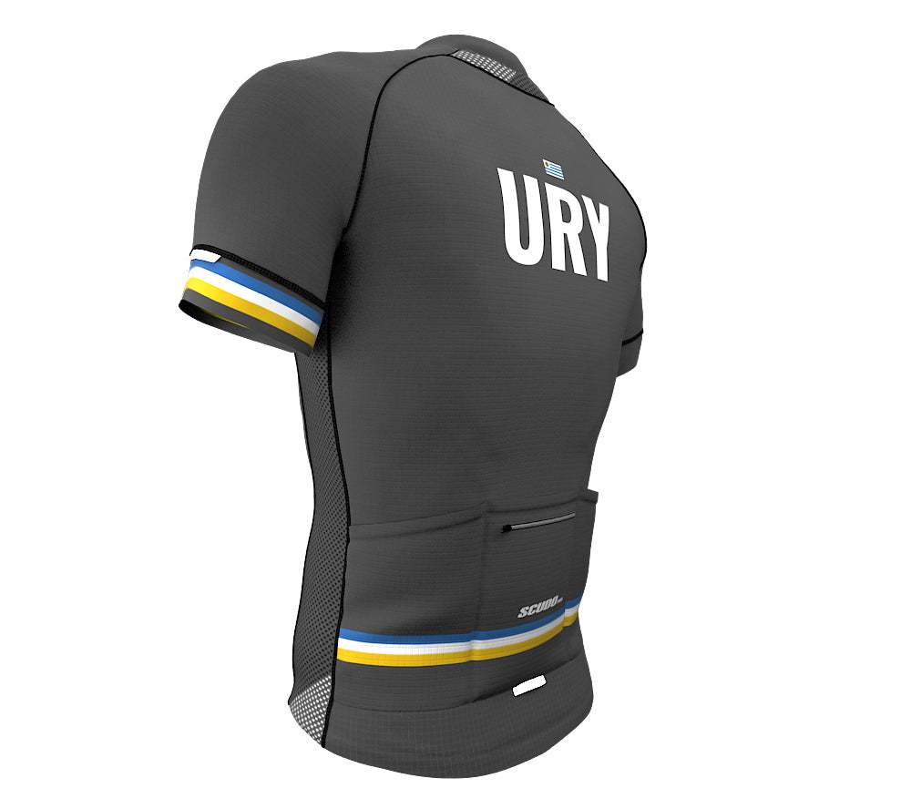 Uruguay Gray CODE Short Sleeve Cycling PRO Jersey for Men and Women