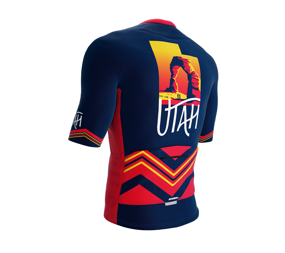 ScudoPro Pro-Elite Short Sleeve Cycling Jersey Utah USA State Icon landmark symbol identity  | Men and Women