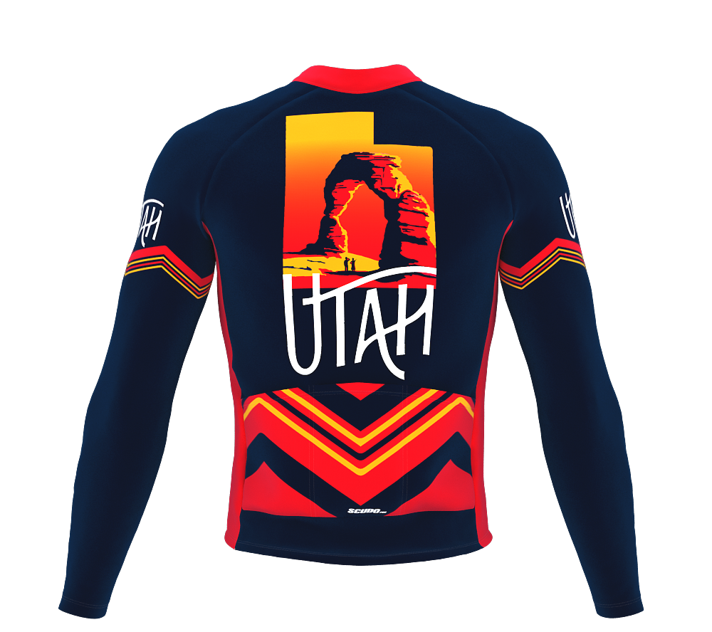 ScudoPro Pro Thermal Long Sleeve Cycling Jersey Utah USA state Icon landmark identity  | Men and Women