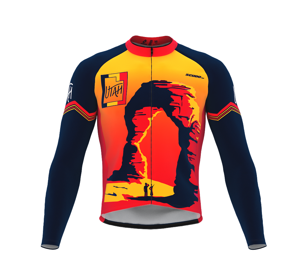 ScudoPro Pro Thermal Long Sleeve Cycling Jersey Utah USA state Icon landmark identity  | Men and Women