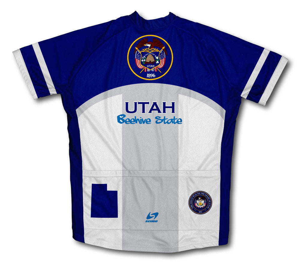 Utah Flag Short Sleeve Cycling Jersey for Men and Women