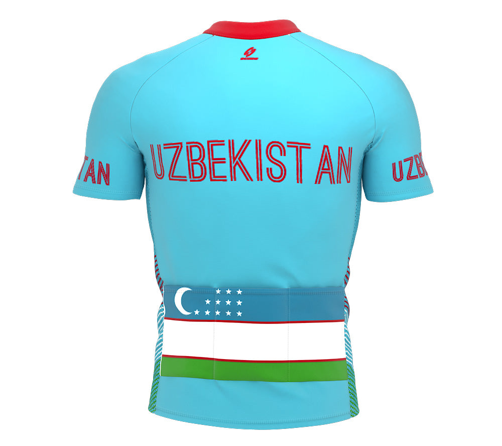 Uzbekistan  Full Zipper Bike Short Sleeve Cycling Jersey