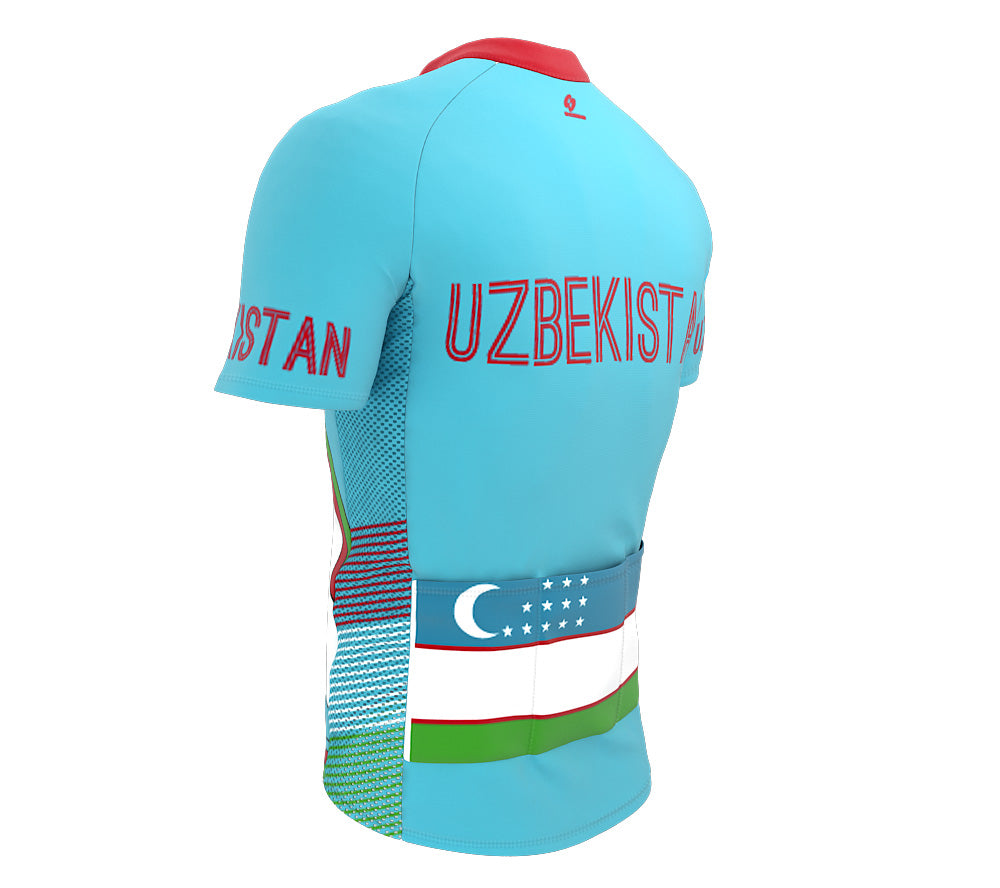 Uzbekistan  Full Zipper Bike Short Sleeve Cycling Jersey