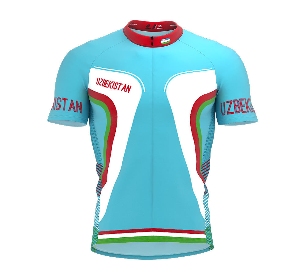 Uzbekistan  Full Zipper Bike Short Sleeve Cycling Jersey