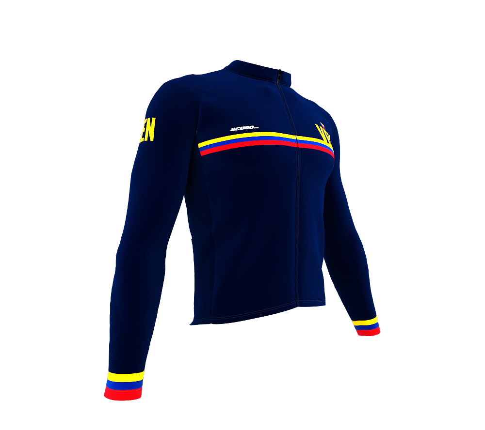 ScudoPro Pro Thermal Long Sleeve Cycling Jersey Country CODE Venezuela Blue | Men and Women