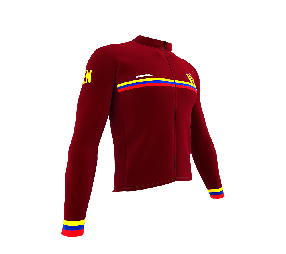 ScudoPro Pro Thermal Long Sleeve Cycling Jersey Country CODE Venezuela Vine | Men and Women