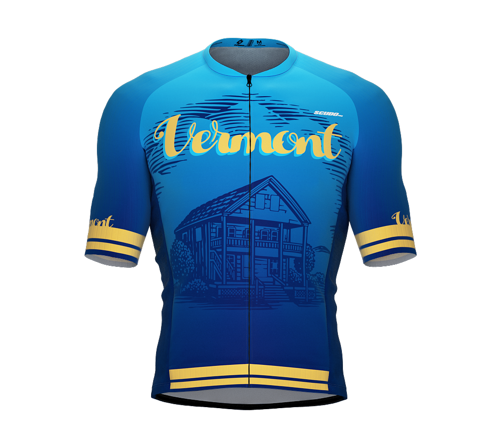 ScudoPro Pro-Elite Short Sleeve Cycling Jersey Vermont USA State Icon landmark symbol identity  | Men and Women