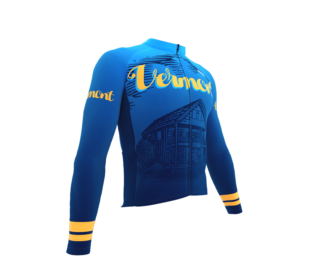 ScudoPro Pro Thermal Long Sleeve Cycling Jersey Vermont USA state Icon landmark identity  | Men and Women