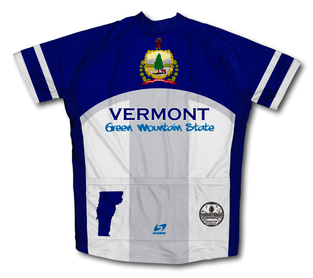 Vermont Flag Short Sleeve Cycling Jersey for Men and Women