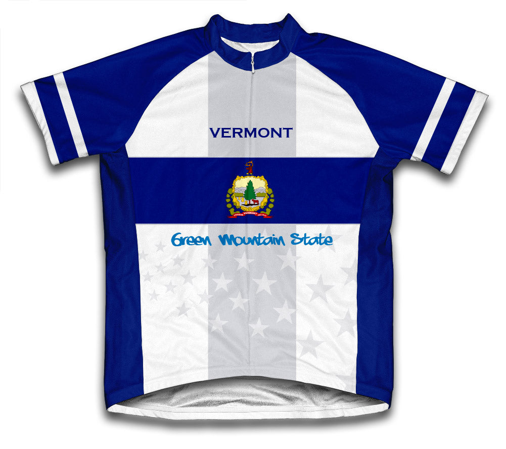 Vermont Flag Short Sleeve Cycling Jersey for Men and Women