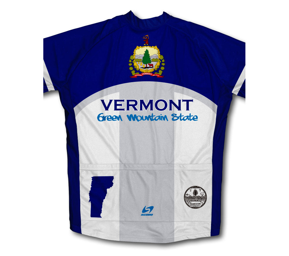 Vermont Flag Short Sleeve Cycling Jersey for Men and Women