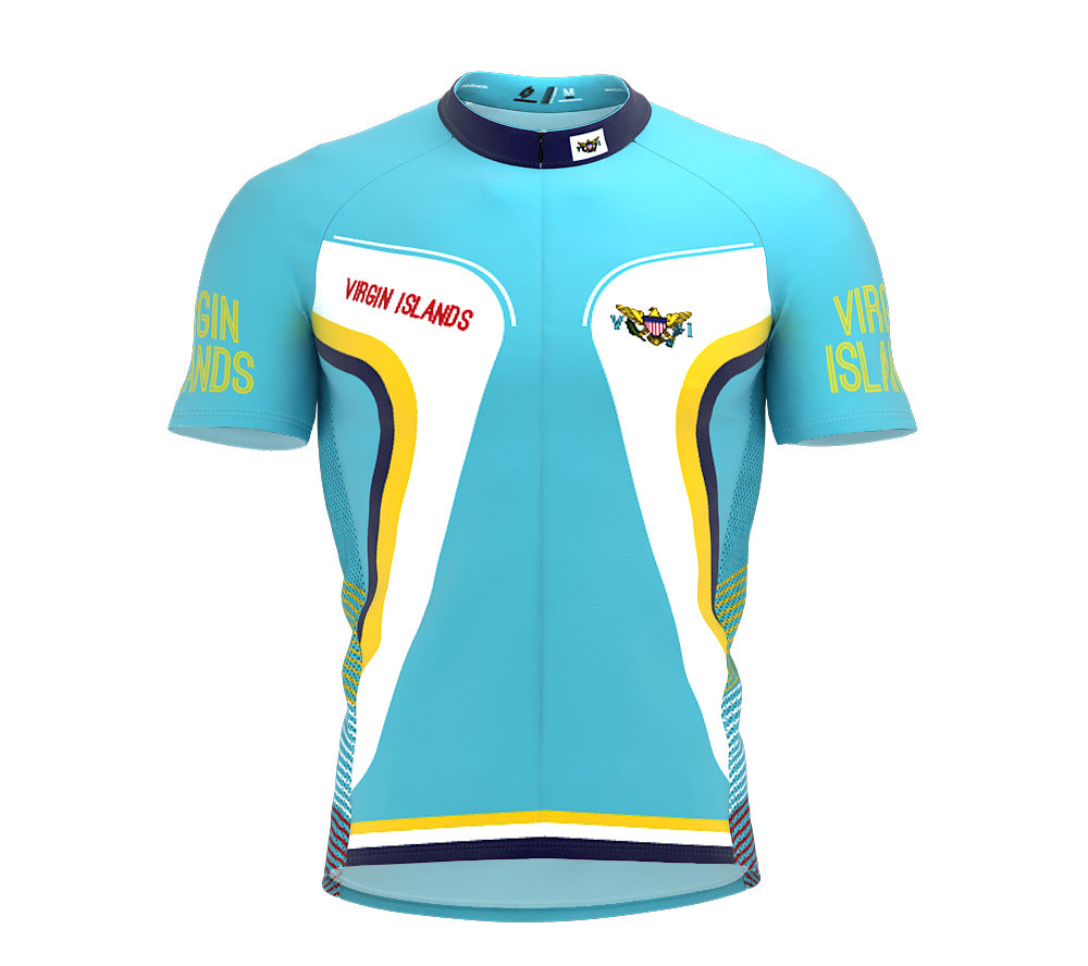 Virgin Islands - US  Full Zipper Bike Short Sleeve Cycling Jersey