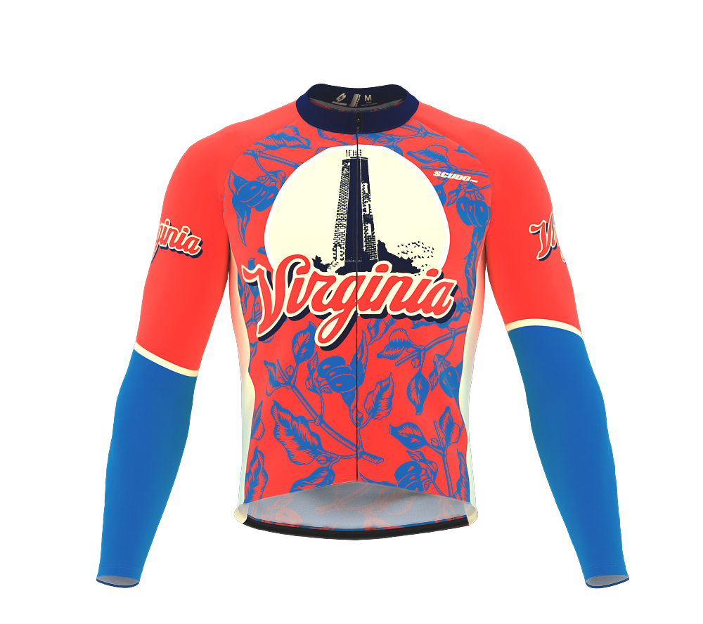 ScudoPro Pro Thermal Long Sleeve Cycling Jersey Virginia USA state Icon landmark identity  | Men and Women