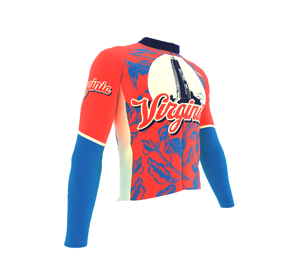 ScudoPro Pro Thermal Long Sleeve Cycling Jersey Virginia USA state Icon landmark identity  | Men and Women