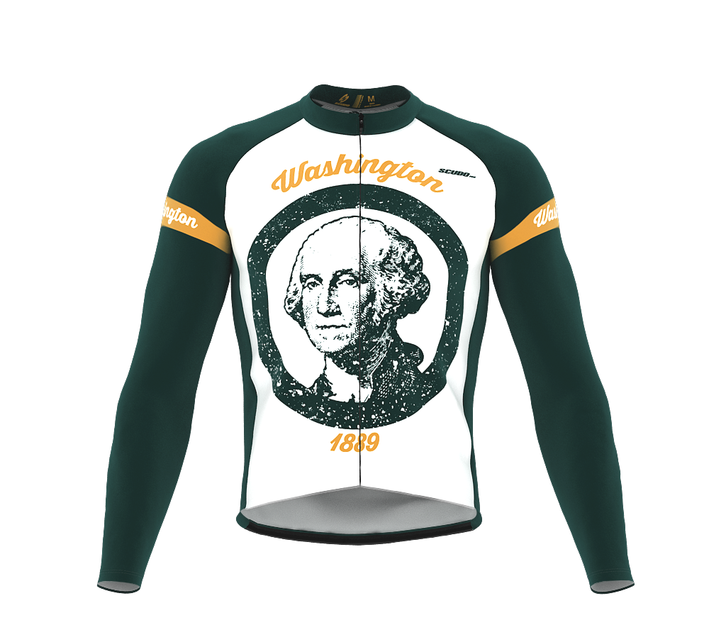 ScudoPro Pro Thermal Long Sleeve Cycling Jersey Washington USA state Icon landmark identity  | Men and Women