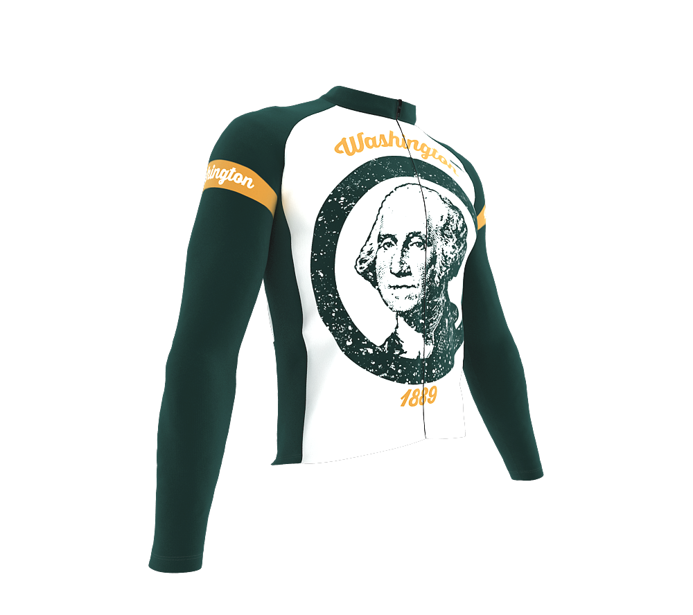 ScudoPro Pro Thermal Long Sleeve Cycling Jersey Washington USA state Icon landmark identity  | Men and Women