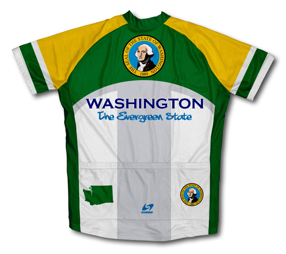 Washington Flag Short Sleeve Cycling Jersey for Men and Women